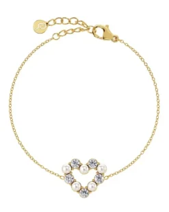 Affinity Pearl Heart Bracelet Gold