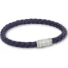 Bracelet blått läder stål