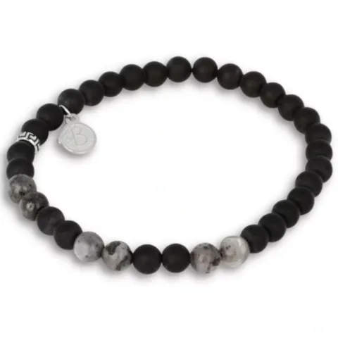 by Billgren beadsarmband grå jaspis och onyx