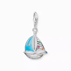 Charm-hängsmycke turkos segelbåt silver