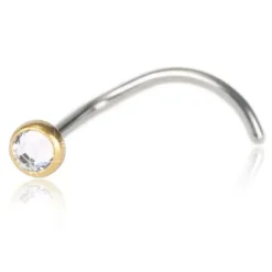 Golden Titanium Smycke näsa bezel crystal 3mm