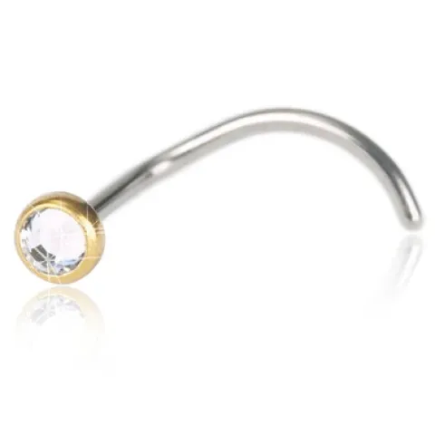 Golden Titanium Smycke näsa bezel crystal 3mm