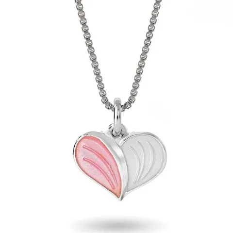 Halsband rosa/vit hjärta