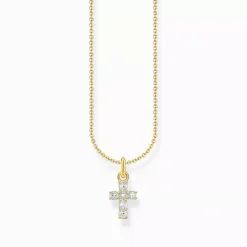 Thomas Sabo gold plated necklace cross cz